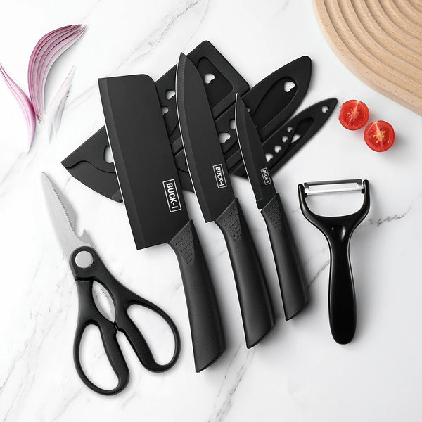 3Pcs-Set Stainless Steel Kitchen Knives, Household Fruit Knives and Tool Sets, Cutting Knives, with Knife Covers