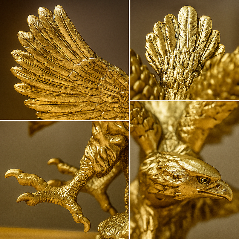 Escultura Decorativa de Águia Golden em Resina