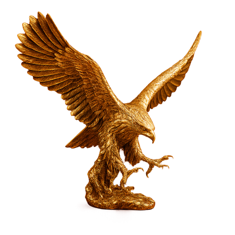 Escultura Decorativa de Águia Golden em Resina