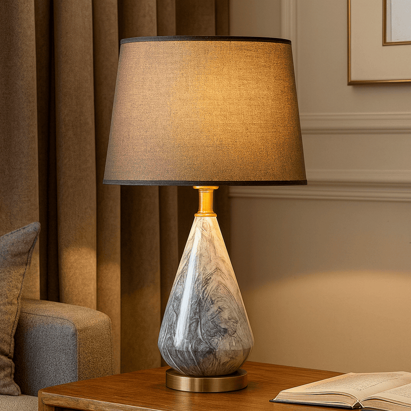 Minimalist marble and ceramic table lamp