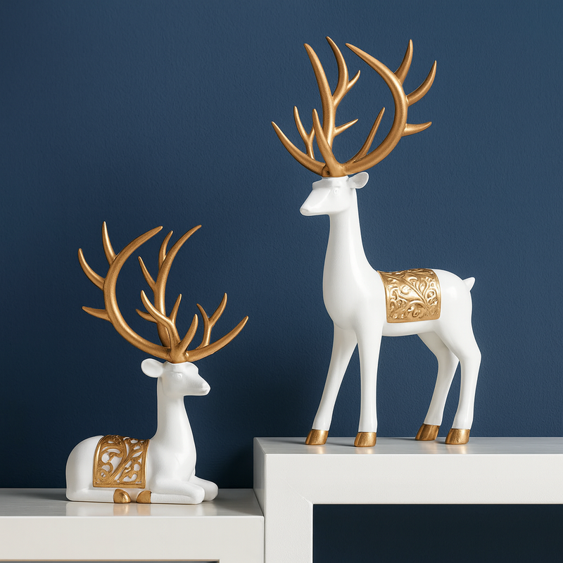 2 Pieces Geometric Reindeer Sculpture