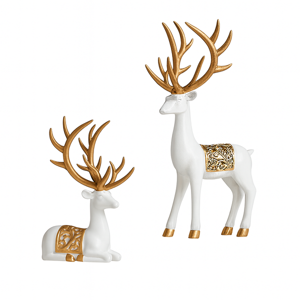 2 Pieces Geometric Reindeer Sculpture