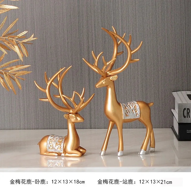2 Pieces Geometric Reindeer Sculpture
