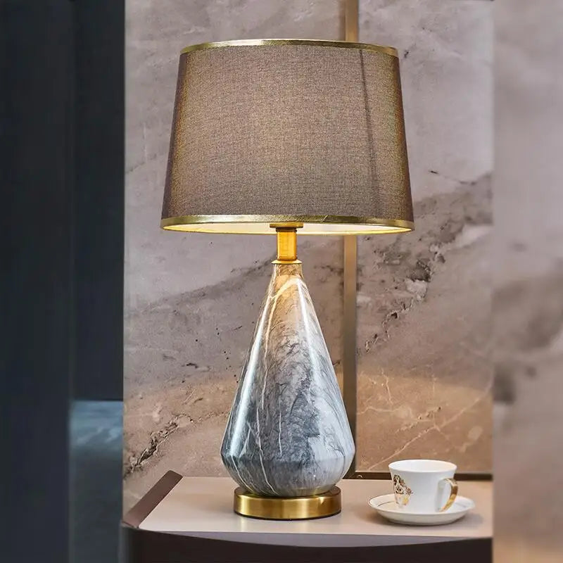 Minimalist marble and ceramic table lamp