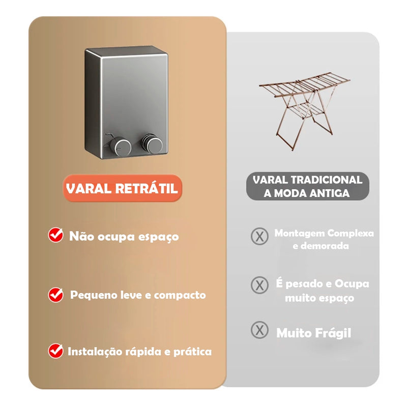 Varal Retrátil Inox