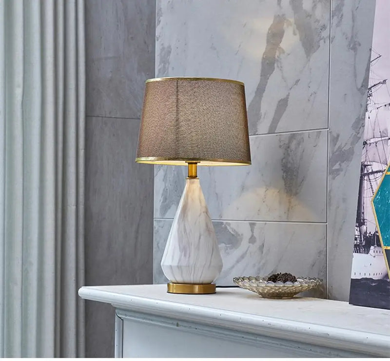 Minimalist marble and ceramic table lamp