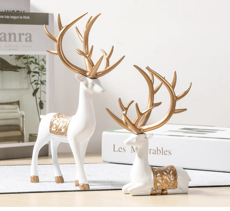 2 Pieces Geometric Reindeer Sculpture